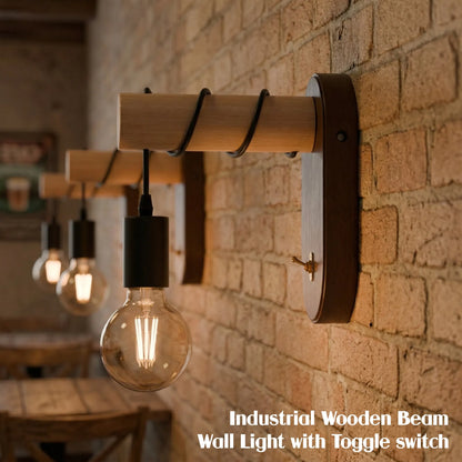 Walnut Wood Wall Light with Toggle Switch & G80 Bulb – E27 - photo 5