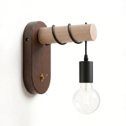 Walnut Wood Wall Light with Toggle Switch & G80 Bulb – E27 - photo 6