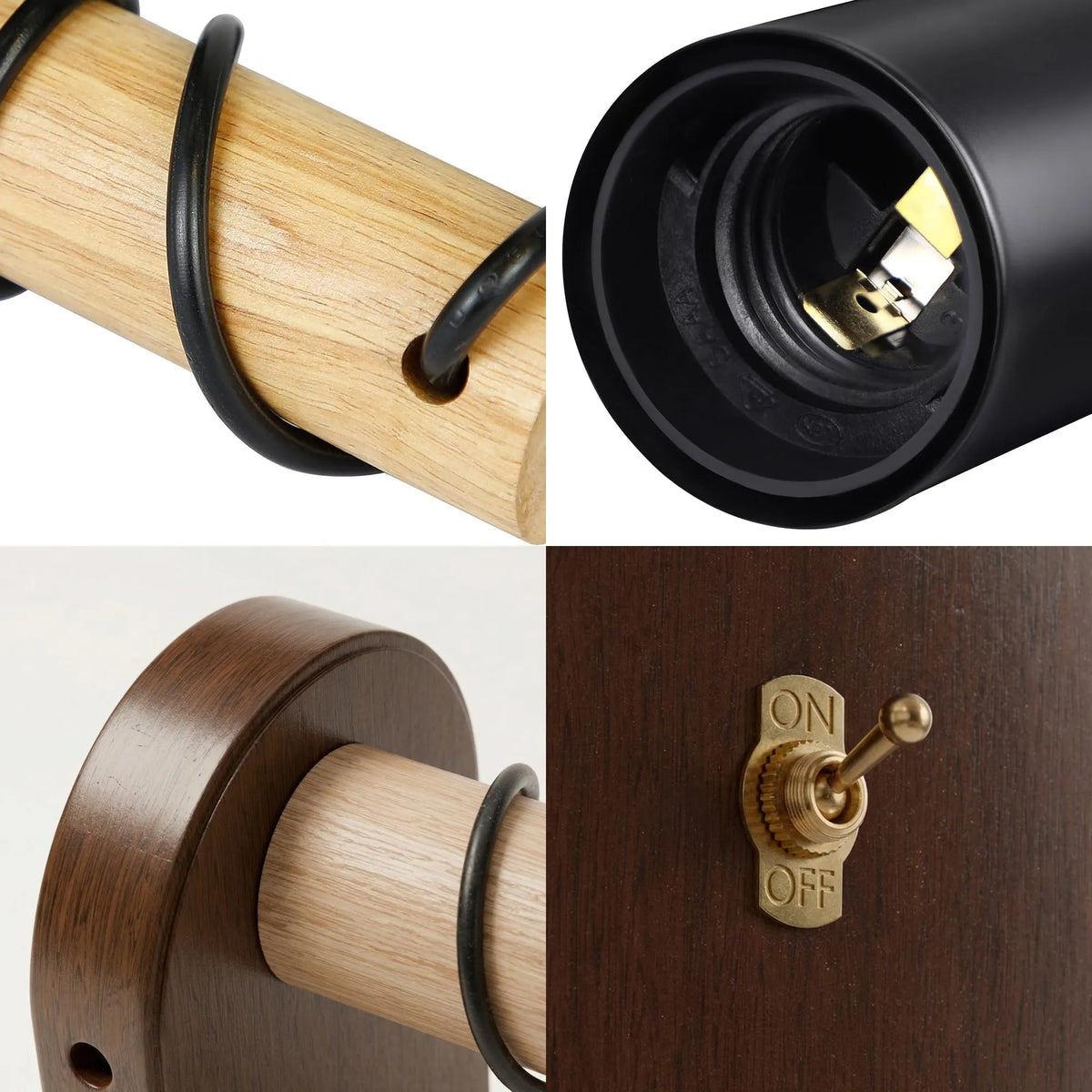 Walnut Wood Wall Light with Toggle Switch & G80 Bulb – E27 - photo 7