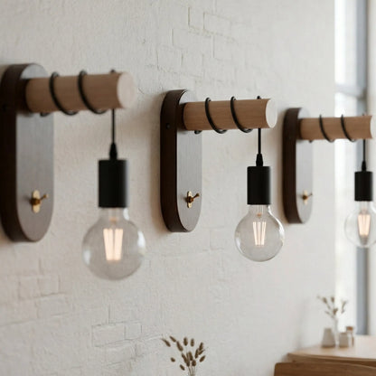 Walnut Wood Wall Light with Toggle Switch & G80 Bulb – E27 - photo 8