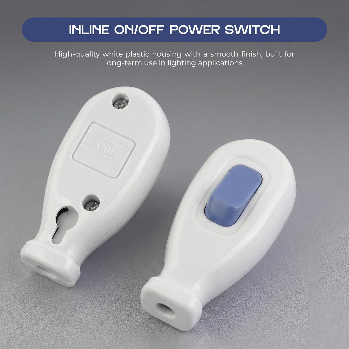 Inline Lamp Switch 16A On/Off – White with Blue Button - photo 4