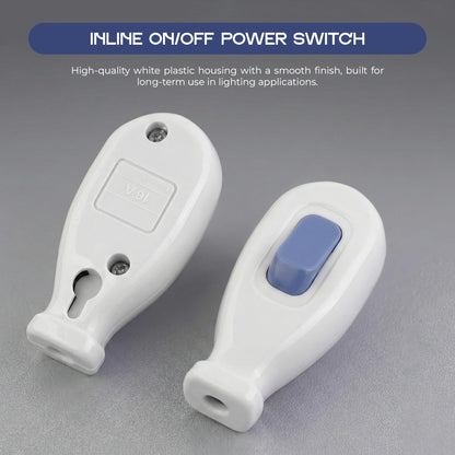 Inline Lamp Switch 16A On/Off – White with Blue Button - photo 4