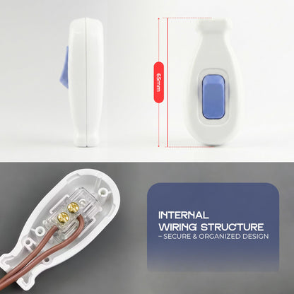 Inline Lamp Switch 16A On/Off – White with Blue Button - photo 6