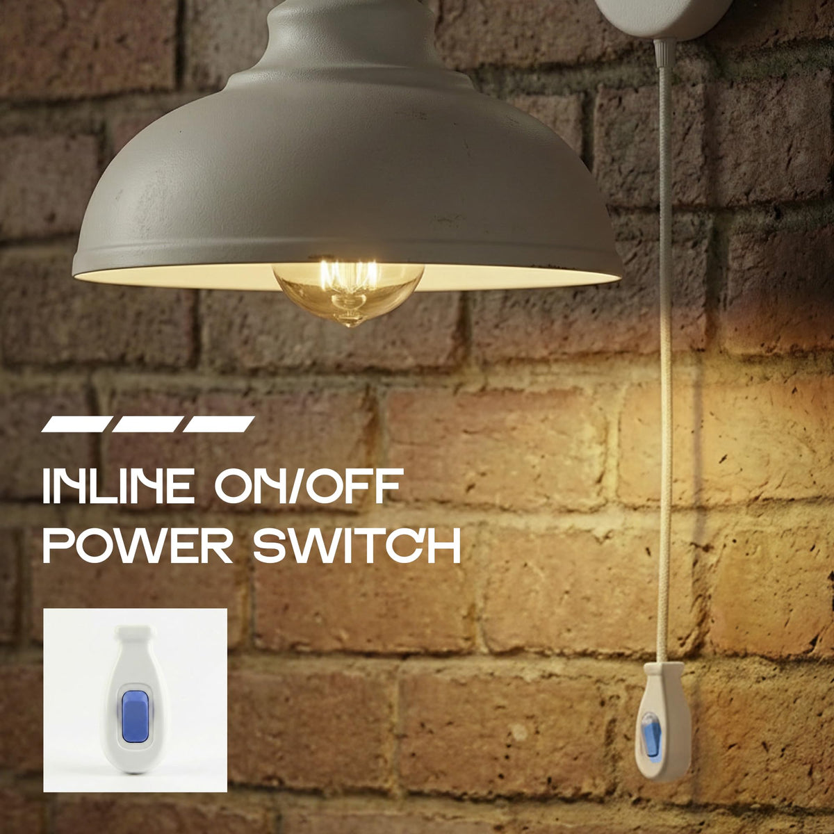 Inline Lamp Switch 16A On/Off – White with Blue Button - photo 8
