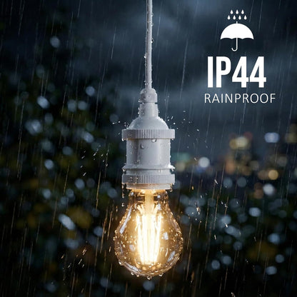 IP44 Outdoor E27 Lamp Holder – Rainproof, Black or White, Max 60W - photo 3