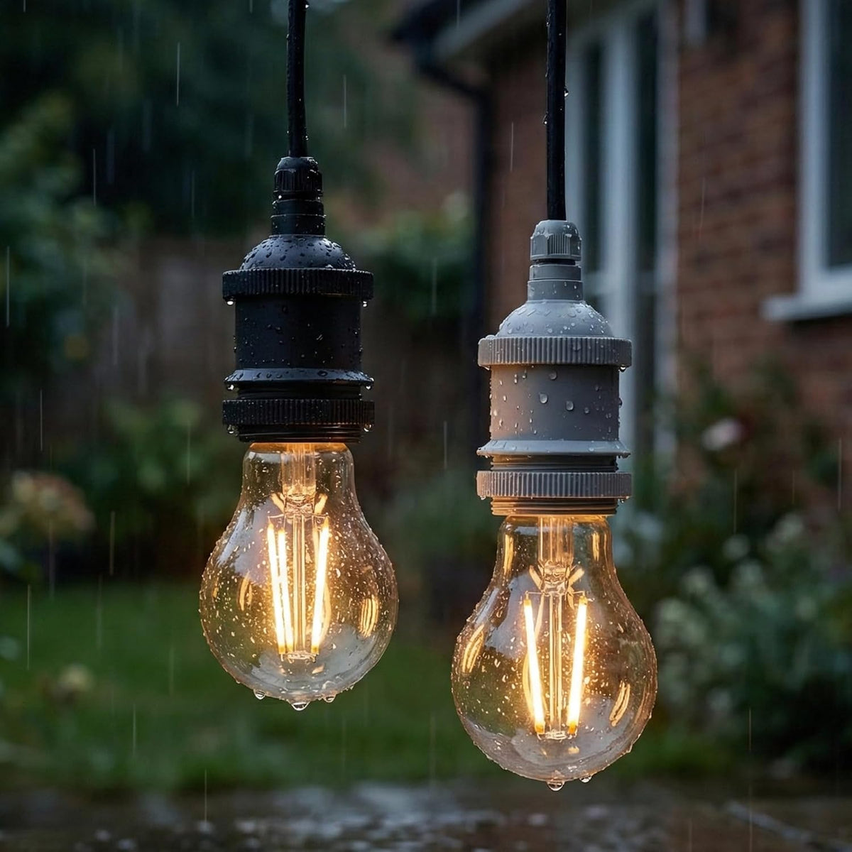 IP44 Outdoor E27 Lamp Holder – Rainproof, Black or White, Max 60W