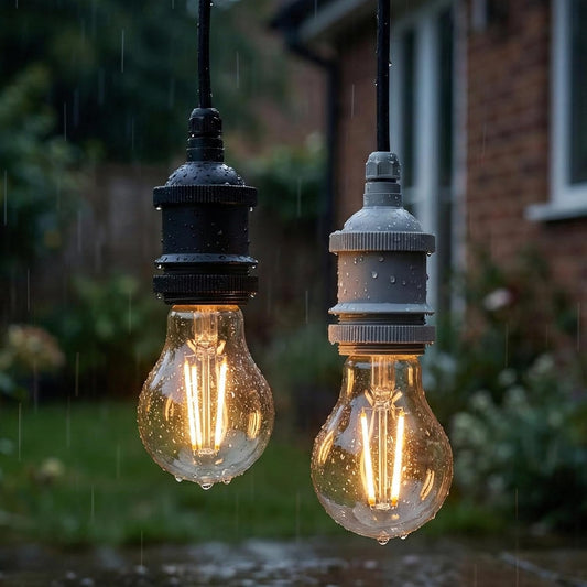 IP44 Outdoor E27 Lamp Holder – Rainproof, Black or White, Max 60W