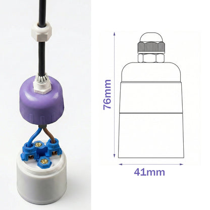 IP44 Rainproof E27 Lamp Holder with Cable Gland – White - photo 2