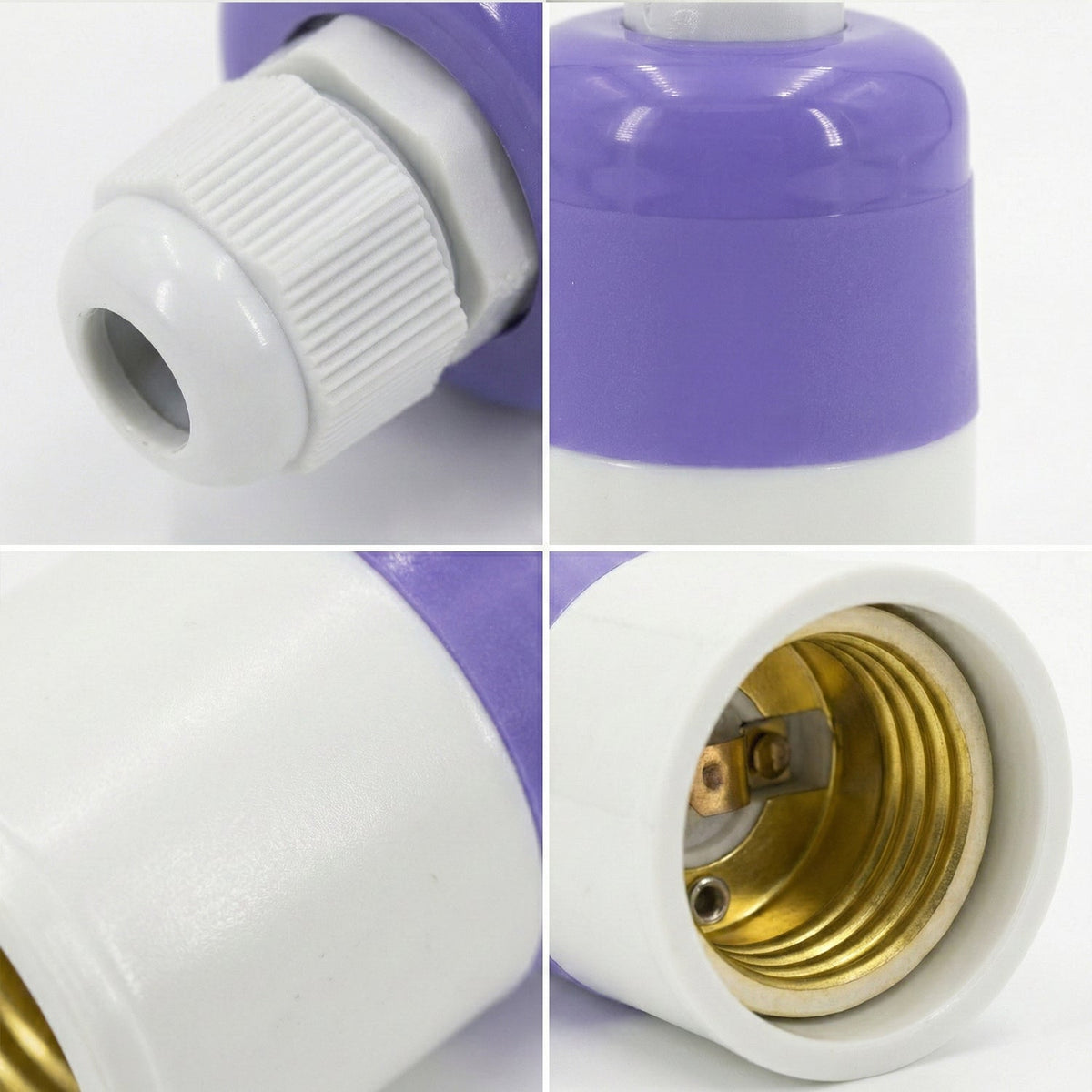 IP44 Rainproof E27 Lamp Holder with Cable Gland – White - photo 4