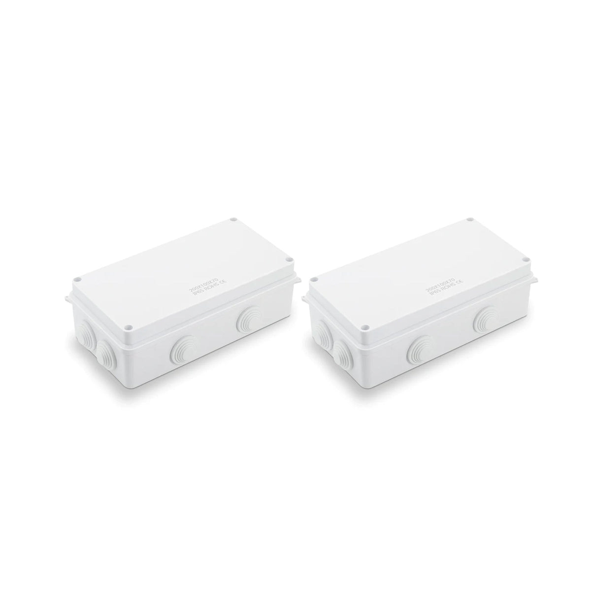 Waterproof ABS Junction Boxes – IP55 & IP65, 50 mm to 300 mm - 200 x 100 x 70mm, Pack of 2