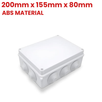 Waterproof ABS Junction Boxes – IP55 & IP65, 50 mm to 300 mm - 200 x 155 x 80mm, Single