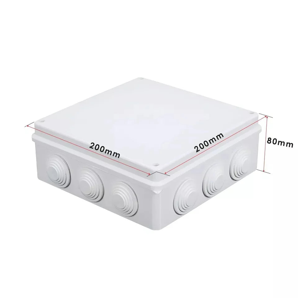 Waterproof ABS Junction Boxes – IP55 & IP65, 50 mm to 300 mm - 200 x 200 x 80mm, Single