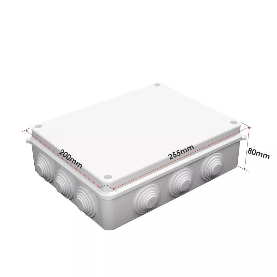 Waterproof ABS Junction Boxes – IP55 & IP65, 50 mm to 300 mm - 255 x 200 x 80mm, Single