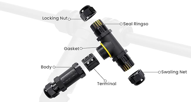 IP68 Waterproof 3 Way T Junction Box Connector - photo 4