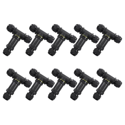 IP68 Waterproof 3 Way T Junction Box Connector - Pack of 10
