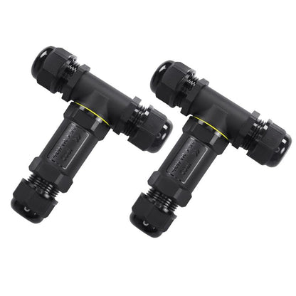 IP68 Waterproof 3 Way T Junction Box Connector - Pack of 2