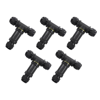 IP68 Waterproof 3 Way T Junction Box Connector - Pack of 5