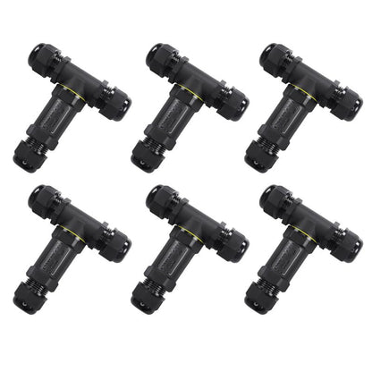 IP68 Waterproof 3 Way T Junction Box Connector - Pack of 6