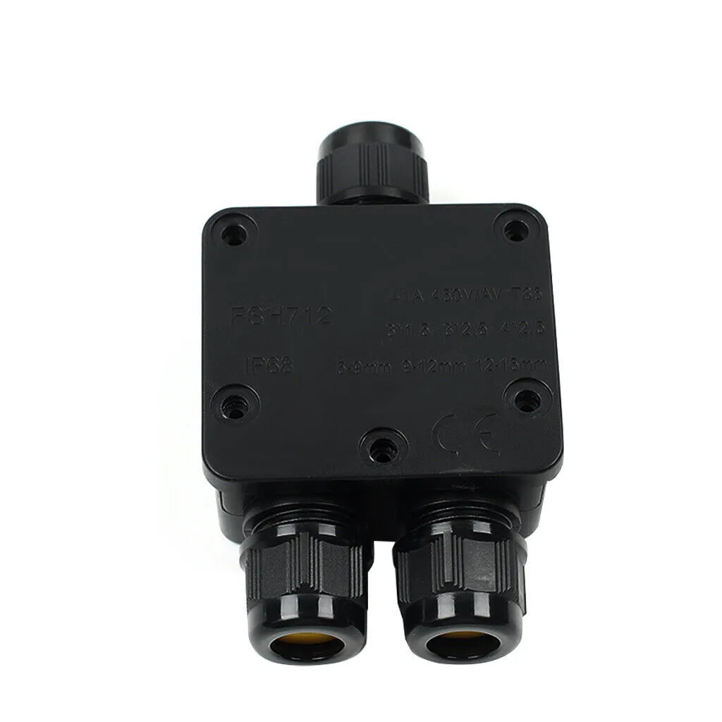 IP68 Waterproof 3 Way Junction Box – Outdoor Cable Connector - Single