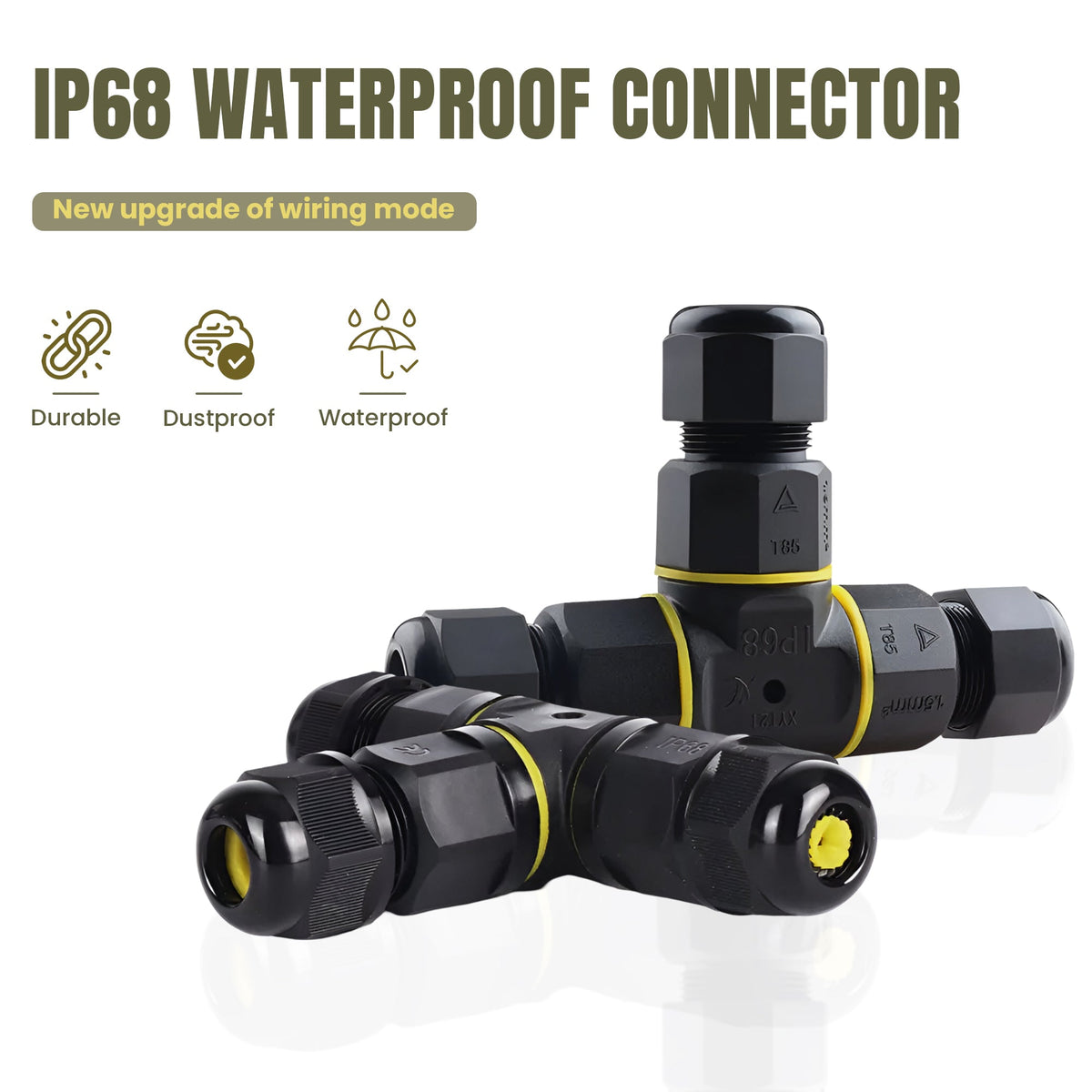 IP68 Waterproof Junction Box – 3 Way T Connector, Outdoor - photo 6