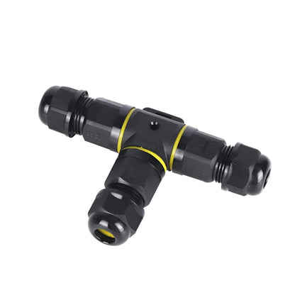 IP68 Waterproof Junction Box – 3 Way T Connector, Outdoor - Yellow T Connector, Single