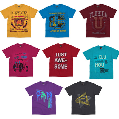 Boys' Printed Cotton T-Shirts – Assorted Designs, Ages 8 to 10, Packs of 1 to 3 - 2XL, Assorted Prints, Single