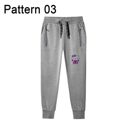 Kids' Jogging Bottoms – Zip Pockets, Ribbed Cuffs, 4 Designs - Light Grey