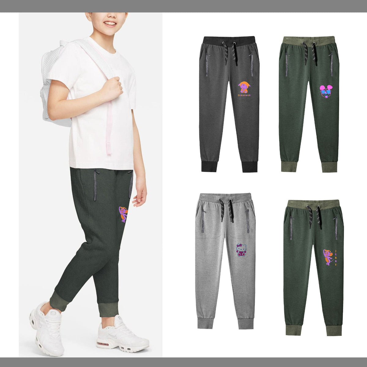 Kids' Jogging Bottoms – Zip Pockets, Ribbed Cuffs, 4 Designs