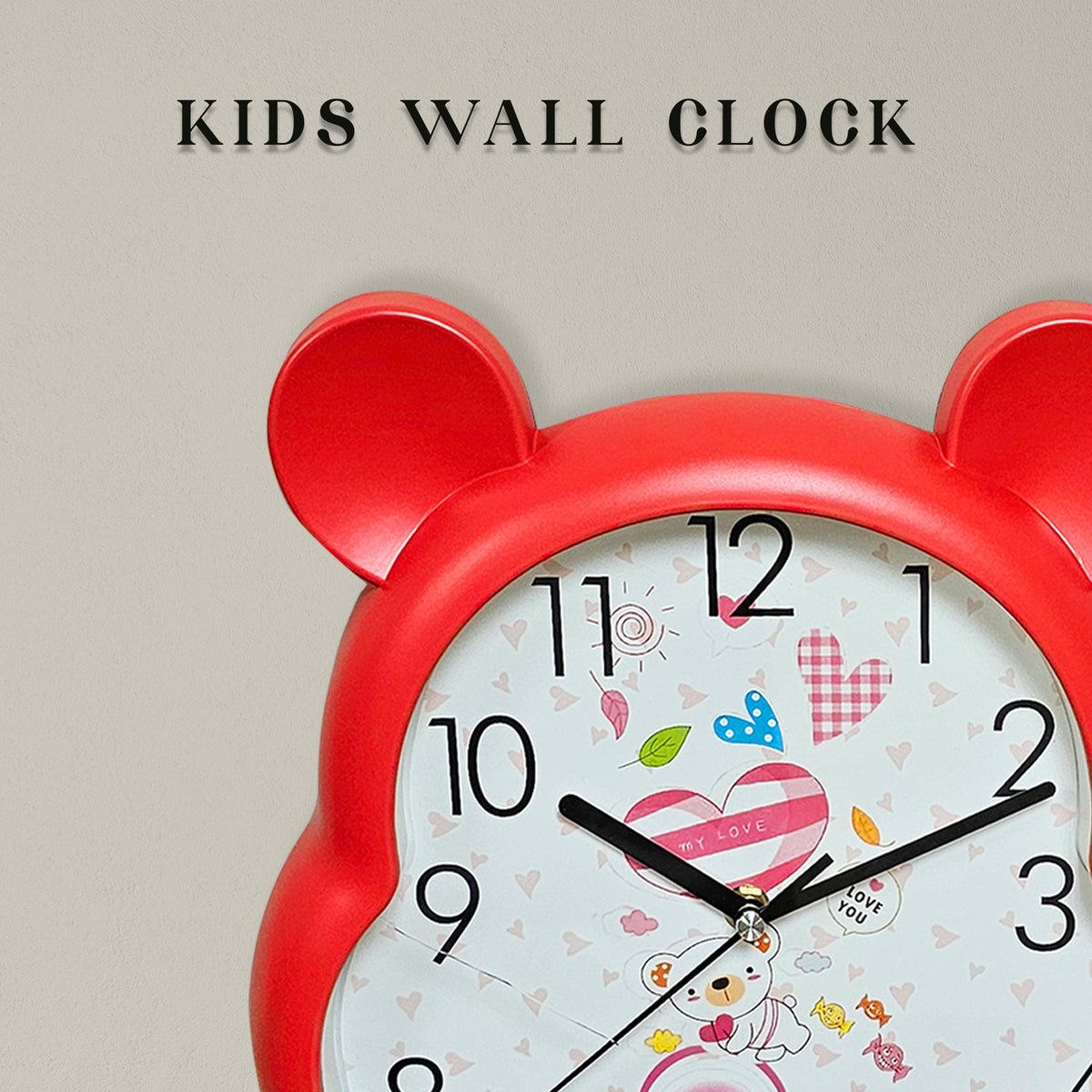 Kids' Bear Ears Wall Clock – 29 x 31 cm, Five Colours & Cartoon Designs - photo 11