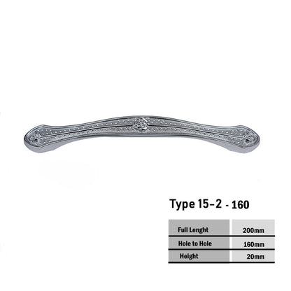 Kitchen Cabinet Handles – 7 Styles in Black or Chrome, 96, 128 or 160 mm Holes - Chrome Ornate, 160 mm Holes, Chrome, 5 Handles