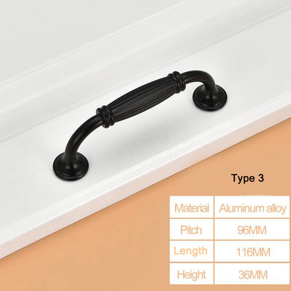 Kitchen Cabinet Handles – 7 Styles in Black or Chrome, 96, 128 or 160 mm Holes - Black Fluted Bow, 96 mm Holes, Black, 1 Handle