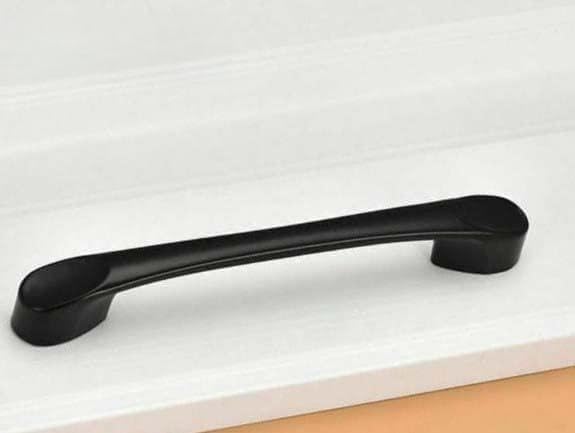 Kitchen Cabinet Handles – 7 Styles in Black or Chrome, 96, 128 or 160 mm Holes - Black Curved, 96 mm Holes, Black, 1 Handle
