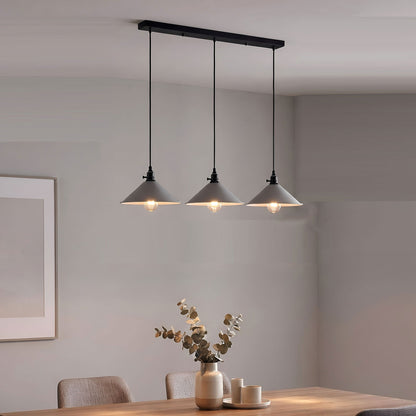 3-Light Kitchen Island Pendant – Round Plate or Bar, Cone, Cage or Bare Bulb - photo 10