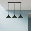 3-Light Kitchen Island Pendant – Round Plate or Bar, Cone, Cage or Bare Bulb