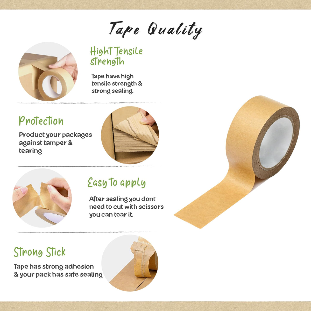 Brown Kraft Paper Packing Tape – 48 mm x 50 m, Packs of 3 or 6 Rolls - photo 4