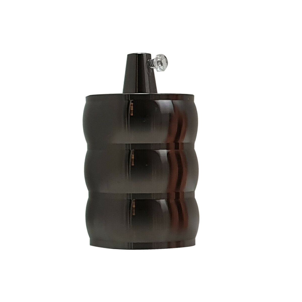 Wavy E27 Lamp Holder – Retro Metal, 6 Finishes - Shiny Black, Standard, Single