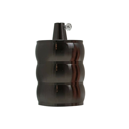 Wavy E27 Lamp Holder – Retro Metal, 6 Finishes - Shiny Black, Standard, Single
