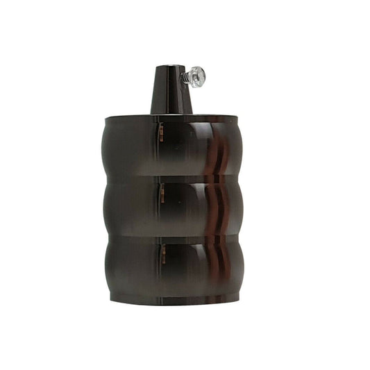 Wavy E27 Lamp Holder – Retro Metal, 6 Finishes - Shiny Black, Standard, Single