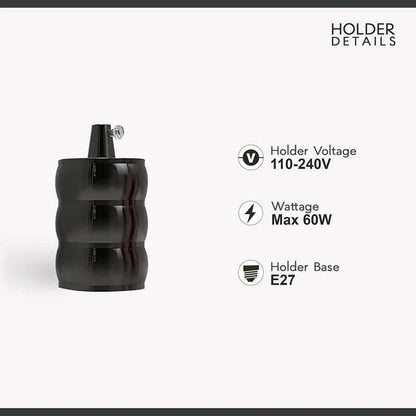 Wavy E27 Lamp Holder – Retro Metal, 6 Finishes - photo 2