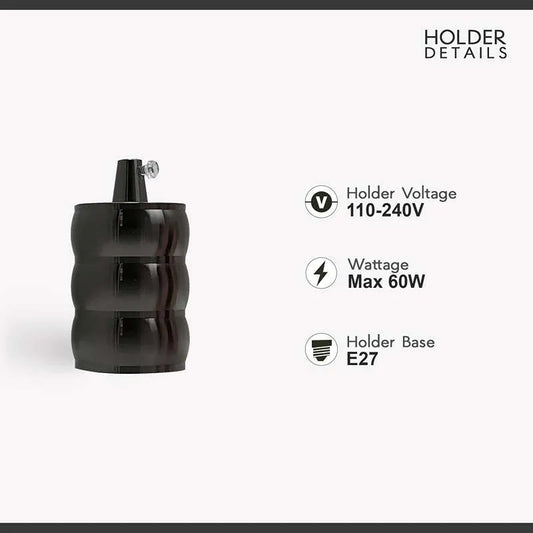 Wavy E27 Lamp Holder – Retro Metal, 6 Finishes - photo 2
