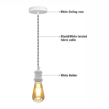 Pendant Light Fitting – White E27 Holder, 2 m Twisted Flex - photo 2