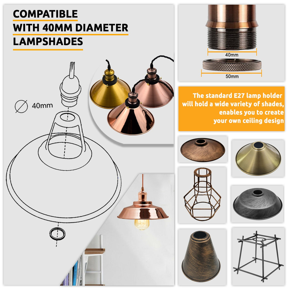 Pendant Light Fitting – White E27 Holder, 2 m Twisted Flex - photo 3