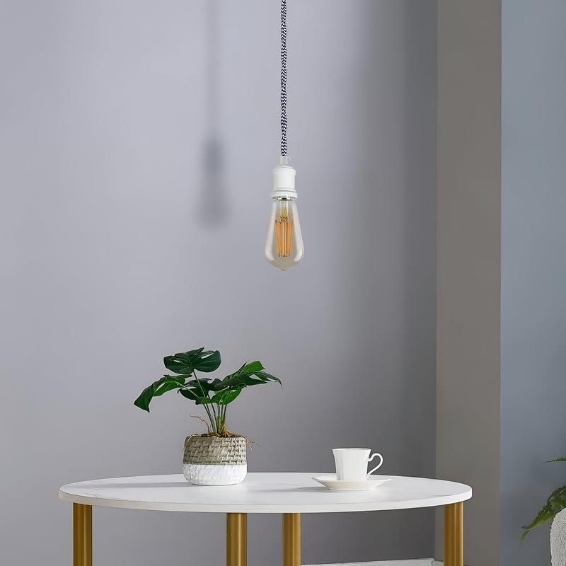 Pendant Light Fitting – White E27 Holder, 2 m Twisted Flex