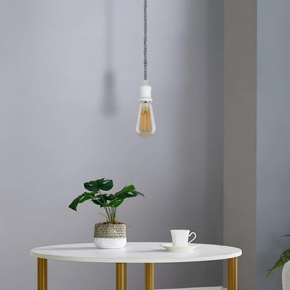 Pendant Light Fitting – White E27 Holder, 2 m Twisted Flex