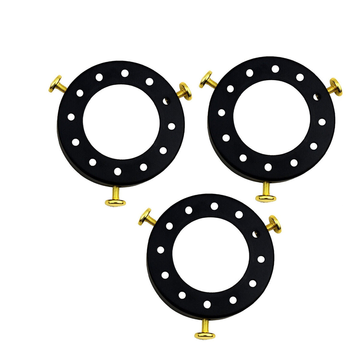 Lampshade Fitter Ring 70 mm – 3 Thumb Screws, 14 Finishes - Black, Pack of 3, Standard