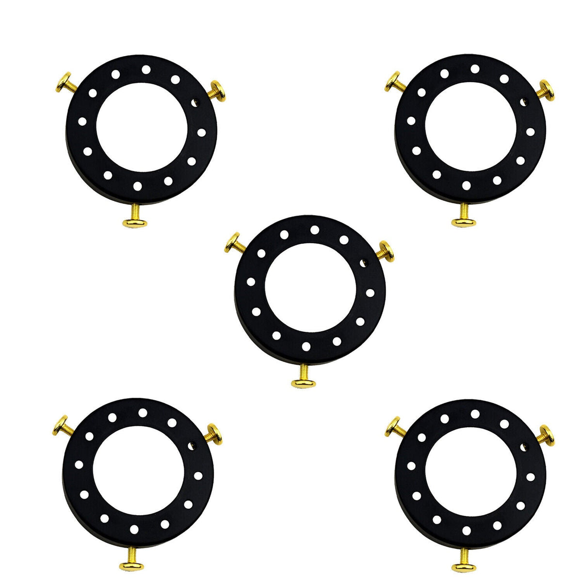 Lampshade Fitter Ring 70 mm – 3 Thumb Screws, 14 Finishes - Black, Pack of 5, Standard
