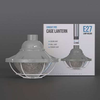 Industrial Cage Lantern Shade – 3/4 in Thread, 3 Sizes, 3 Colours - Green, 17 cm, Single