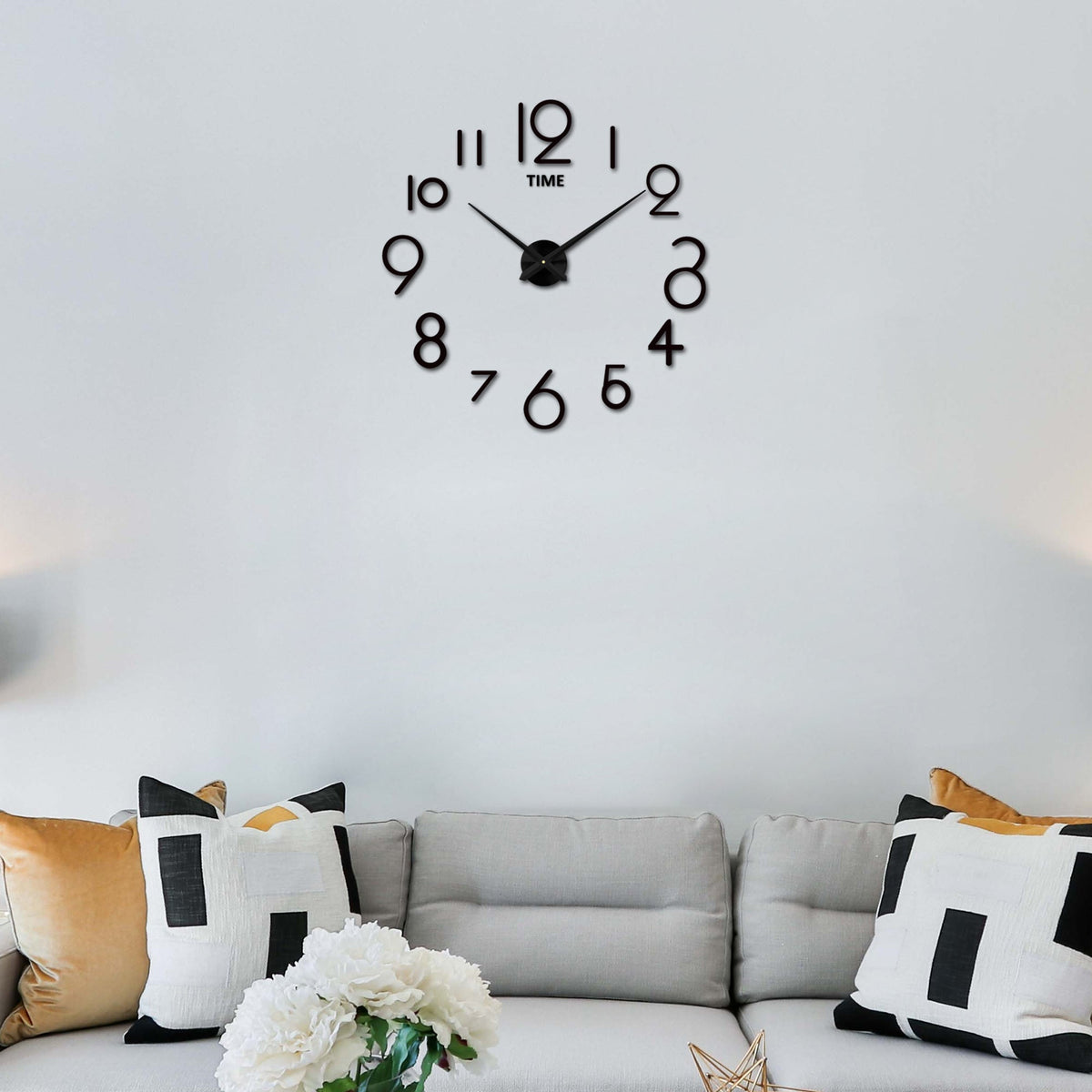 Large 3D DIY Wall Clock – Mirror Acrylic Numbers, Black or Silver - photo 3