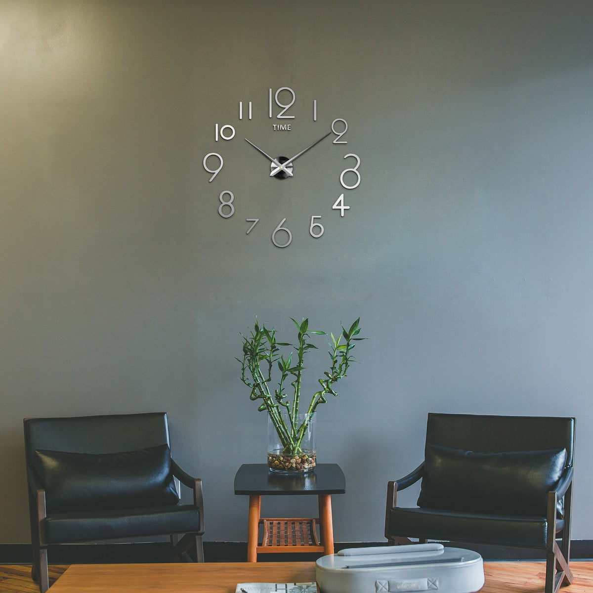 Large 3D DIY Wall Clock – Mirror Acrylic Numbers, Black or Silver - photo 4