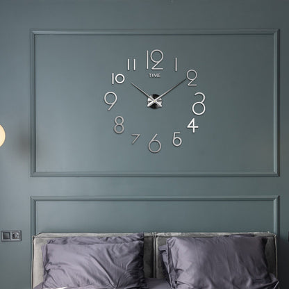 Large 3D DIY Wall Clock – Mirror Acrylic Numbers, Black or Silver - photo 5